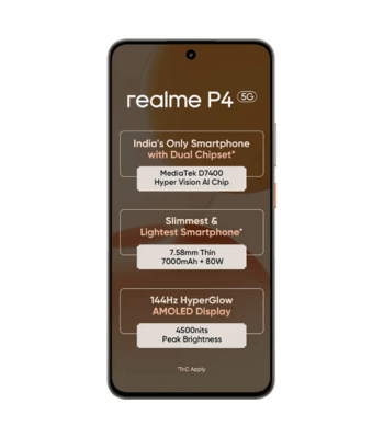 realme p4 5g front view
